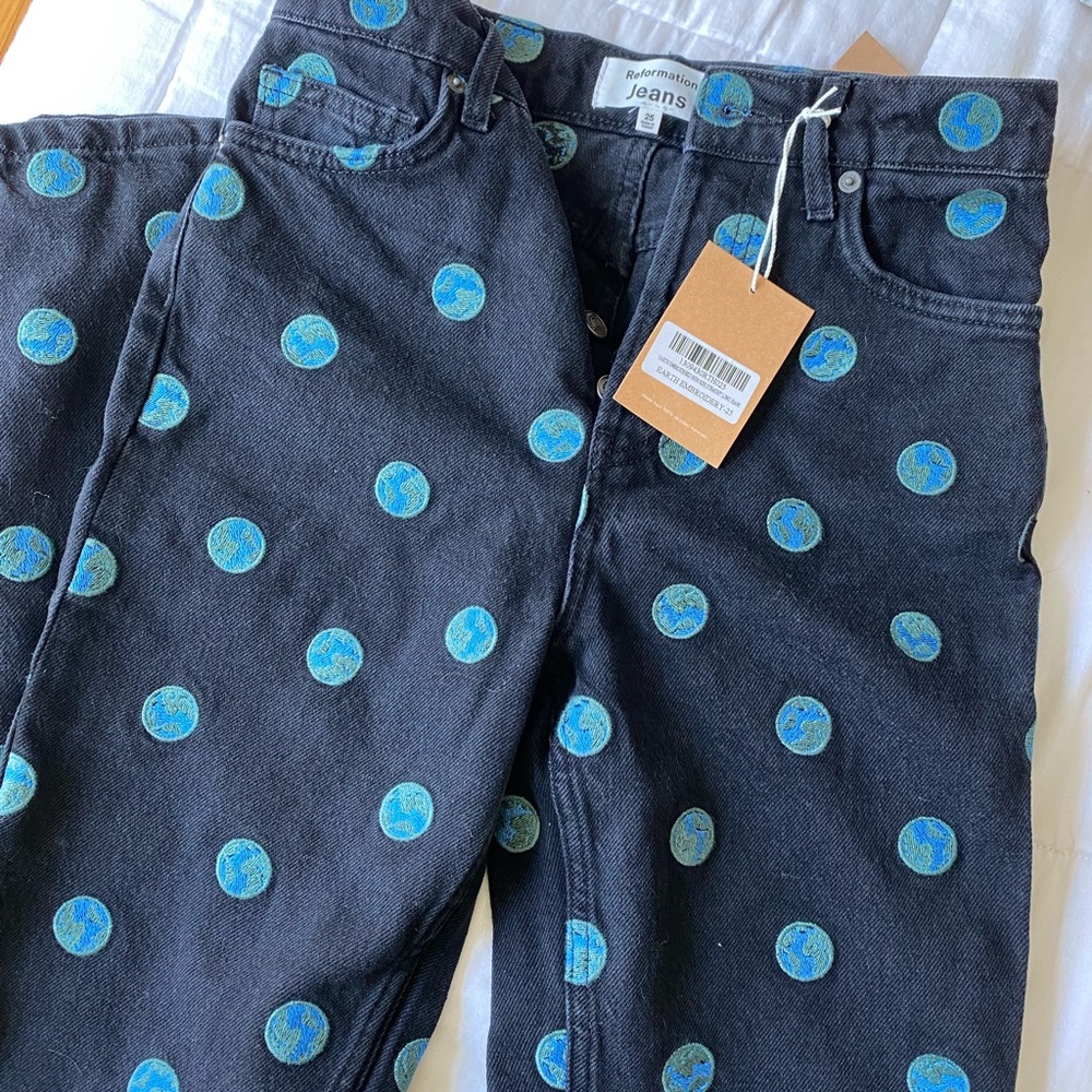 NWT REFORMATION Embroidered Earth Jeans
